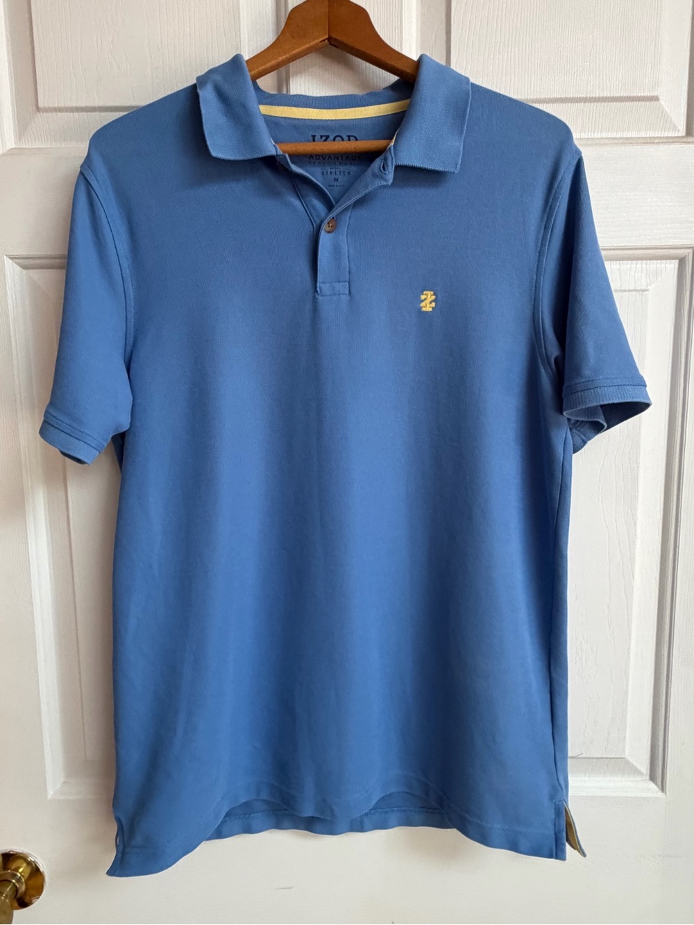Izod Men’s Light Blue Polo with Yellow Logo Accent